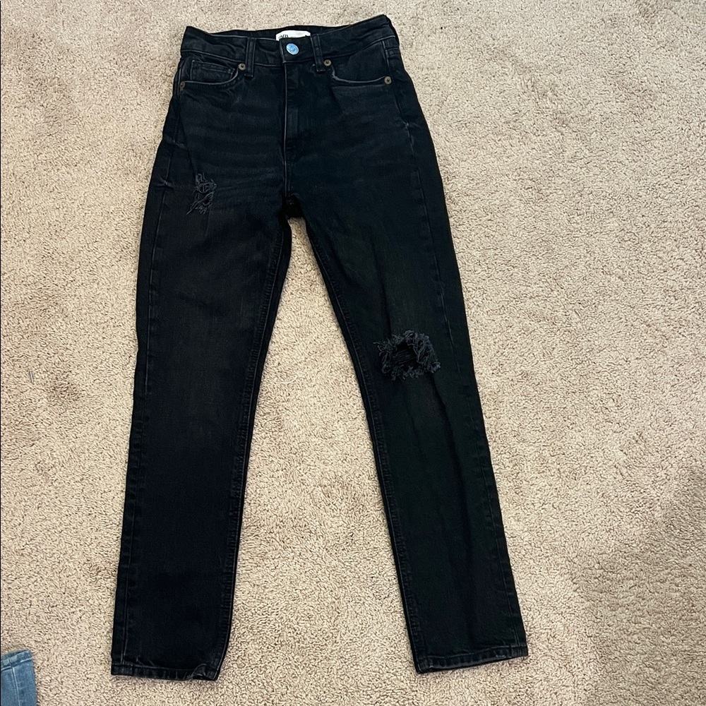 Zara Black Distressed Skinny Jeans